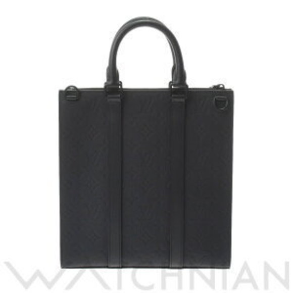 Louis Vuitton Monogram Sac Plat Cross Black Taurillon Leather Tote Bag - Picture 1 of 9